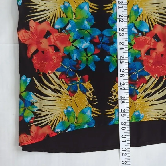 Roz & Ali Floral Sheer Button Down Tropical Blouse Woman 2X Black Blue - Picture 16 of 16